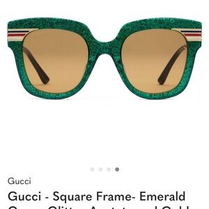 Gucci Green Glitter Square Sunglasses